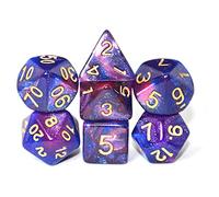 SmartDealsPro Glitter Polyhedral Dice Sets with Pouches for DND RPG MTG Dungeon and Dragons Table Board Roll Playing Games D4 D8 D10 D12 D20 (Blue-Red)