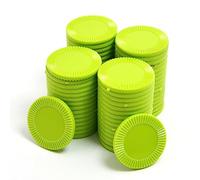 Smartdealspro Opaque Plastic Learning Counters Mini Poker Chips Games Tokens with Storage Box (Light Green, 32mm(64pcs, Sunflower))