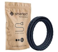 smartect Braided Cable twisted, Anthracite, 5 Metres 2 Core Electrical Cable (2 x 0.75mm²) Vintage Fabric Electrical Wire for your DIY project