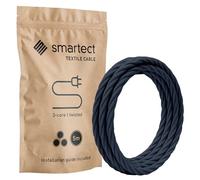 smartect Braided Cable twisted, Anthracite, 5 Metres 3 Core Electrical Cable (3 x 0.75mm²) Vintage Fabric Electrical Wire for your DIY project
