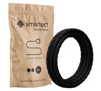 smartect Braided Cable twisted, Black, 5 Metres 2 Core Electrical Cable (2 x 0.75mm²) Vintage Fabric Electrical Wire for your DIY project