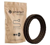 smartect Braided Cable twisted, Brown, 10 Metres 2 Core Electrical Cable (2 x 0.75mm²) Vintage Fabric Electrical Wire for your DIY project