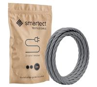 smartect Braided Cable twisted, Dark Grey, 3 Metres 2 Core Electrical Cable (2 x 0.75mm²) Vintage Fabric Electrical Wire for your DIY project
