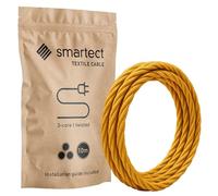 smartect Braided Cable twisted, Gold, 10 Metres 3 Core Electrical Cable (3 x 0.75mm²) Vintage Fabric Electrical Wire for your DIY project