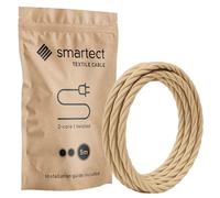 smartect Braided Cable twisted, Light Brown, 5 Metres 2 Core Electrical Cable (2 x 0.75mm²) Vintage Fabric Electrical Wire for your DIY project