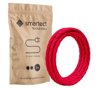 smartect Braided Cable twisted, Red, 2 Metres 2 Core Electrical Cable (2 x 0.75mm²) Vintage Fabric Electrical Wire for your DIY project