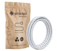 smartect Braided Cable twisted, White, 2 Metres 3 Core Electrical Cable (3 x 0.75mm²) Vintage Fabric Electrical Wire for your DIY project