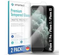 smartect Glass Screen Protector [2 Pieces, Matte] for Apple iPhone XS/X / 11 Pro, Anti Glare Protective Film Anti Scratch, Bubble Free, 9H Hardness, Ultra Resistant