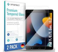 smartect Glass Screen Protector [2 Pieces, Ultra-Clear] for Apple iPad 9./8./7. Gen. 10,2"(2021/2020/2019), HD Protective Film Anti Scratch, Bubble Free, 9H Hardness, Ultra Resistant