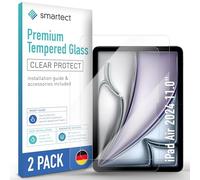 smartect Glass Screen Protector [2 Pieces, Ultra-Clear] for iPad Air 2024 11.0", HD Protective Film Anti Scratch, Bubble Free, 9H Hardness, Ultra Resistant