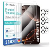 smartect Glass Screen Protector 3 + 3 Pieces for iPhone 16 Pro