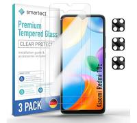 smartect Glass Screen Protector [3 + 3 Pieces, Ultra-Clear] for Xiaomi Redmi 10c, Display + Camera, HD Protective Film Anti Scratch, Bubble Free, 9H Hardness, Ultra Resistant