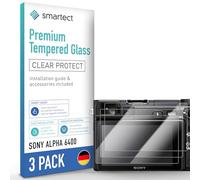 smartect Glass Screen Protector [3 Pieces, Ultra-Clear] for Sony Alpha 6400, HD Protective Film Anti Scratch, Bubble Free, 9H Hardness, Ultra Resistant
