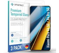 smartect Glass Screen Protector [3 Pieces, Ultra-Clear] for Xiaomi Poco X6 5G / X6 Pro 5G, HD Protective Film Anti Scratch, Bubble Free, 9H Hardness, Ultra Resistant