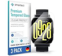 smartect Glass Screen Protector [3 Pieces, Ultra-Clear] for Xiaomi Redmi Watch 5 Active, HD Protective Film Anti Scratch, Bubble Free, 9H Hardness, Ultra Resistant