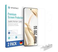 smartect TPU Screen Protector [2 + 2 Pieces] for Honor 200 5G, Display + Camera, Covers the whole display, Protective Film bubble-free, Screen Cover Anti-Fingerprint