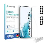 smartect TPU Screen Protector [2 + 2 Pieces] for Samsung Galaxy S22 Plus, Display + Camera, Covers the whole display, Protective Film bubble-free, Screen Cover Anti-Fingerprint