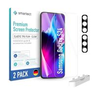 smartect TPU Screen Protector [2 + 2 Pieces] for Samsung Galaxy S24, Display + Camera, Covers the whole display, Protective Film bubble-free, Screen Cover Anti-Fingerprint