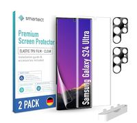 smartect TPU Screen Protector [2 + 2 Pieces] for Samsung Galaxy S24 Ultra, Display + Camera, Covers the whole display, Protective Film bubble-free, Screen Cover Anti-Fingerprint