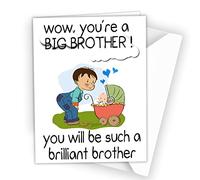 SMARTEKMEDIA Congratulations Card on Becoming A Big Brother, New Sibling Baby Wish Greeting Card Y07, Multi, A5 (14.8 x 21.0 cm)