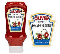 SMARTEKMEDIA Personalised Sticker Bottle Label for Heinz Tomato Ketchup for Birthday Christmas Xmas Anniversary Any Occasion (550g 500ml), White
