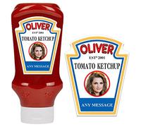 SMARTEKMEDIA Photo Personalised Sticker Bottle Label for Heinz Tomato Ketchup for Birthday Christmas Xmas Anniversary Any Occasion (880g 800ml), White