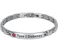 Smarter LifeStyle Elegant Surgical Grade Steel Medical Alert ID Bracelet For Men and Women (Women's, Type 1 Diabetes)