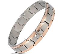 Smarter LifeStyle Elegant Surgical Grade Steel Men's Wide Link Stylish Bracelets for Men, Adjustable - 4 Colors to Choose from - Mens Jewellery, Mens Bracelets Metal (Silver Rose Gold Men's Bracelet)