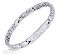 Smarter LifeStyle Sparkling Women's Czech Crystal Titanium Magnetic Bracelet Silver