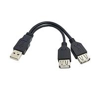 SmartEra® 20 cm USB 2.0 A Male Plug to 2 Dual USB A Female Jack Y Splitter Hub Adapter Extension Cable