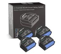 SMARTERCURRY 2-Channel WLAN Relay Switch, 4 Pieces, Smart Roller Shutter Switch/Light Switch, Roller Shutter Control and Light Control with Electricity Meter, Timer, Alexa/Google, Neutral Conductor