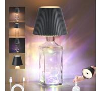 SMARTERIOR Wireless Bottle Lamp for Liquor Bottles, Wine Lamp for Home Decor, 3-Level Brightness LED Night Lights, Unique Table Lamp with RGB Lights, Rechargeable Bottle Lights for Bedroom, Black