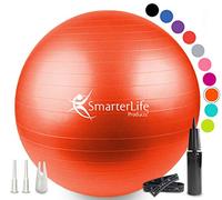 SmarterLife Exercise Ball Yoga Ball for Fitness, Balance, Stability, or Pregnancy, Gym Ball for Core Workout, Physical Therapy, Yoga Ball Chair for Office, Anti-Slip Anti-Burst (65 cm, Orange)