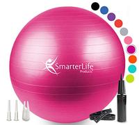 SmarterLife Exercise Ball Yoga Ball for Fitness, Balance, Stability, or Pregnancy, Gym Ball for Core Workout, Physical Therapy, Yoga Ball Chair for Office, Anti-Slip Anti-Burst (65 cm, Fuchsia)
