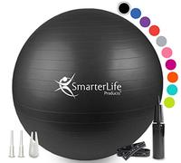 SmarterLife Exercise Ball Yoga Ball for Fitness, Balance, Stability, or Pregnancy, Gym Ball for Core Workout, Physical Therapy, Yoga Ball Chair for Office, Anti-Slip Anti-Burst (65 cm, Black)