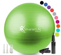 SmarterLife Exercise Ball Yoga Ball for Fitness, Balance, Stability, or Pregnancy, Gym Ball for Core Workout, Physical Therapy, Yoga Ball Chair for Office, Anti-Slip Anti-Burst (65 cm, Lime)