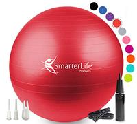 SmarterLife Exercise Ball Yoga Ball for Fitness, Balance, Stability, or Pregnancy, Gym Ball for Core Workout, Physical Therapy, Yoga Ball Chair for Office, Anti-Slip Anti-Burst (65 cm, Red)