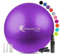 SmarterLife Exercise Ball Yoga Ball for Fitness, Balance, Stability, or Pregnancy, Gym Ball for Core Workout, Physical Therapy, Yoga Ball Chair for Office, Anti-Slip Anti-Burst (55 cm, Purple)