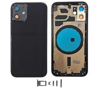 Smartex® Back cover Housing + Frame compatibile with iPhone 12 Mini| Rear Shell NO LOGO, NO PRE-INSTALLED COMPONENTS (Black)