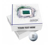 SmartGiftShop 9 Personalised Golf Balls in Custom Gift Box, Football Team Leicester Stadium Stadium Novelty Soccer Themed Golf Gift Ideal for Birthday Grandad Father's Day Golfer