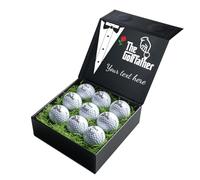 SmartGiftShop 9 Personalised Golf Balls in Custom Gift Box, The Golffather Novelty TV Themed Golf Gift Ideal for Birthday Grandad Father's Day Retirement Men Golfer: Godfather