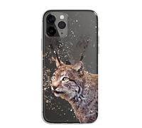 SmartGiftShop American Wildlife Animals Case Splatter Art CLEAR Phone Cover Case Exclusive Artwork for iPhone 13 Mini - Bob Cat