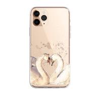 SmartGiftShop British Birds Case Splatter Art CLEAR Phone Cover Case Exclusive Artwork for iPhone 13 Mini - Swan Couple