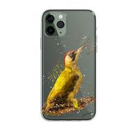 SmartGiftShop British Birds Case Splatter Art CLEAR Phone Cover Case Exclusive Artwork for iPhone X/XS - green woodpecker