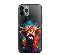 SmartGiftShop British Farm Woodland Animals Case OIL Palette Knife Art CLEAR Phone Cover Case Exclusive Artwork for Samsung Galaxy S22 Ultra - Highland Cow C