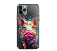 SmartGiftShop British Farm Woodland Animals Case OIL Palette Knife Art CLEAR Phone Cover Case Exclusive Artwork for iPhone XR - Pig