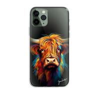 SmartGiftShop British Farm Woodland Animals Case OIL Palette Knife Art CLEAR Phone Cover Case Exclusive Artwork for iPhone 13 Pro - Highland Cow A