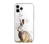 SmartGiftShop British Farm Woodland Animals Case Splatter Art CLEAR Phone Cover Case Exclusive Artwork for iPhone 11 Pro Max - Hare