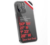 SmartGiftShop Personalised Phone Case Cover Football Team Southampton Stadium St Mary's Customised map coordinates for iPhone 16 15 14 13 12 11 United Range - Any Stadium Any City