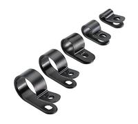 SmartHome 25 Black Nylon Plastic P Clips - 5mm Fasteners for Conduit, Cable, Tubing & Sleeving